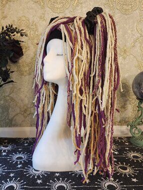Large Handmade Layered Braided Cyber Goth Blonde Purple Glitter Gold Hair Falls